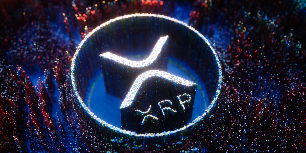 a close-up of a Ripple XRP logo
