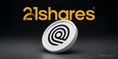 a white circle with black and white logo. 21Shares Bets Big on RWA With First-Ever ONDO ETF Filing