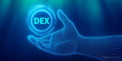 a hand holding a glowing circle. DEX Tokens