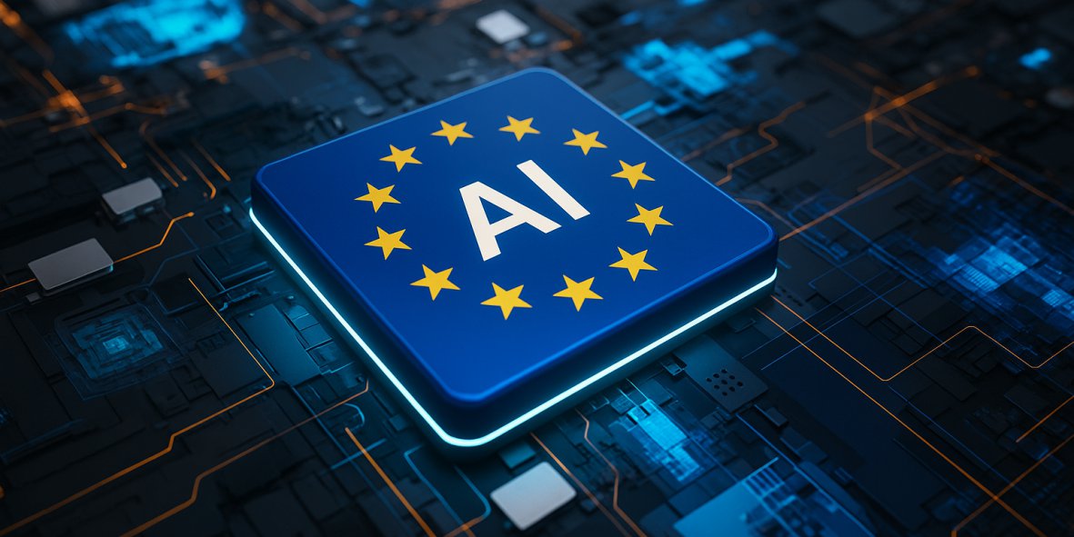 a blue square with yellow stars on it, EU, AI