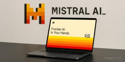 a laptop on a table. Mistral’s Le Chat Goes Pro: Deep Research & Voice Mode Challenge ChatGPT’s Crown