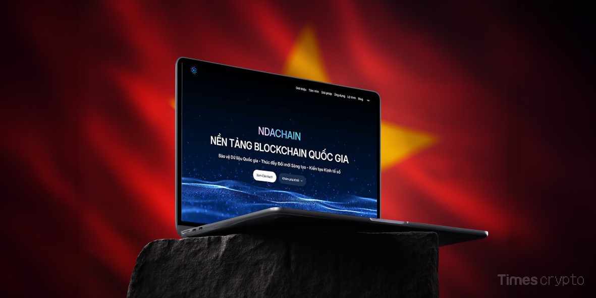 a laptop on a rock. Vietnam Debuts NDAChain: A National Blockchain for 100M Citizens