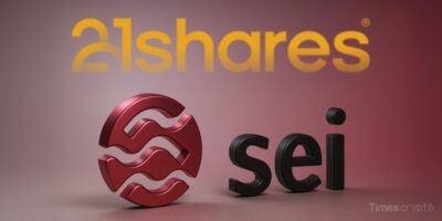 a red and black SEI Network logo. 21Shares Joins Race to Launch First Spot SEI ETF