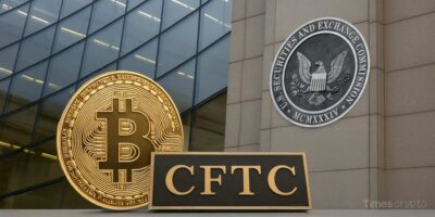 a group of coins next to a building. Crypto Sprint: CFTC and SEC to Cooperate on White House Recommendations