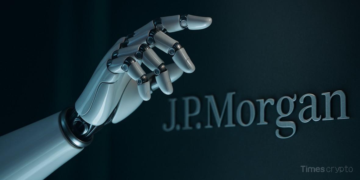 a robot hand pointing at a JPMorgan sign. JPMorgan Investment Bets Massive $500M on Numerai's AI-Driven Hedge Fund