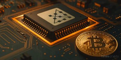 a close up of a chip and a bitcoin. French Chipmaker Sequans Plans 0M Raise to Boost Bitcoin Treasury Strategy