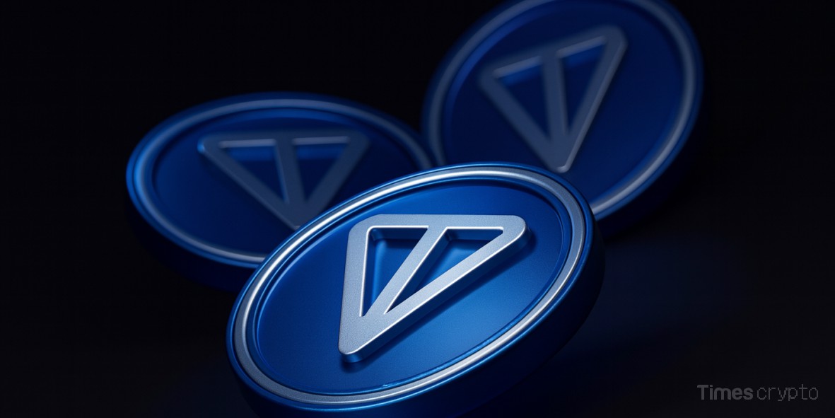 Three blue Toncoins tokens displayed. TON Digital Asset Treasury Strategy: AlphaTON Capital's substantial token purchase is aimed at generating yield and building out its ecosystem underneath Telegram's billion-user platform.