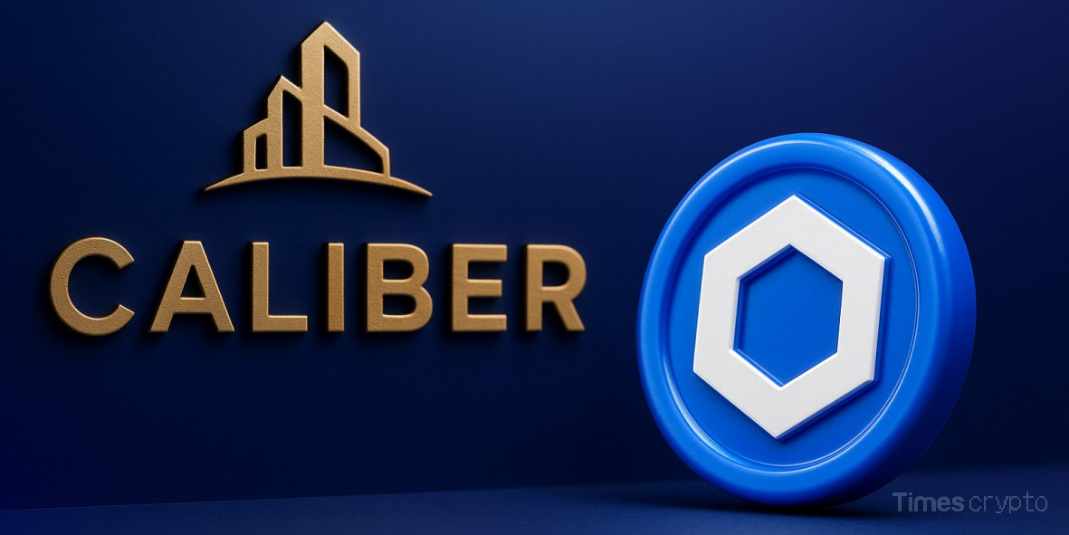 Caliber logo with Chainlink symbol. CaliberCos Stock Skyrockets 2,500% on Bold LINK Treasury Strategy