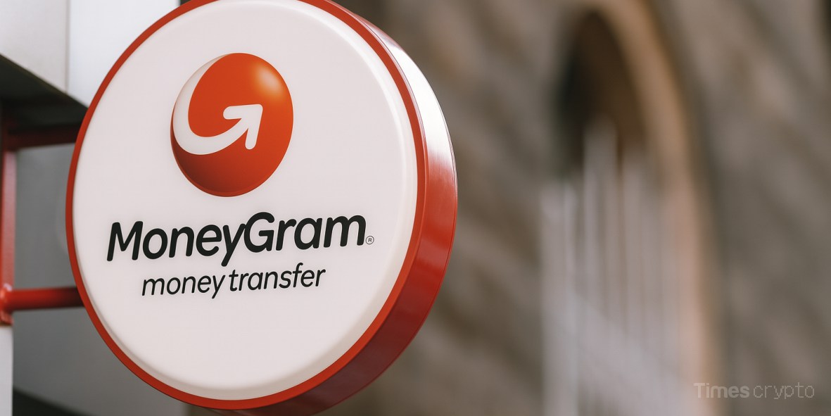 MoneyGram money transfer sign displayed. MoneyGram Stablecoin App Launches to Revolutionize Remittances