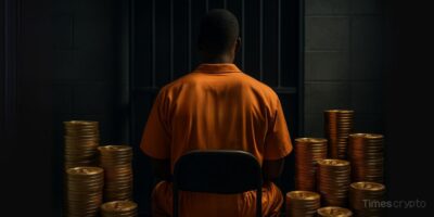 Man in prison orange, surrounded by bitcoins. Ontario Kidnapper Gets 13 Years for $1M Bitcoin Ransom Plot