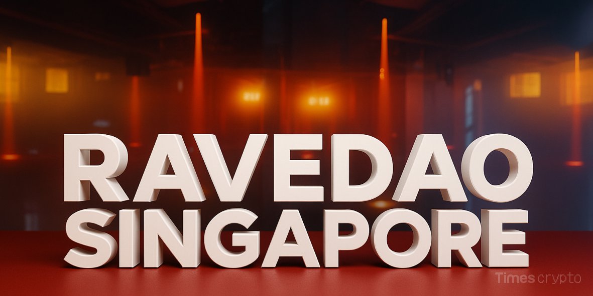 Bold RaveDAO Singapore text with vibrant background. RaveDAO Singapore Ignites F1 Week with ENL1GHT Festival