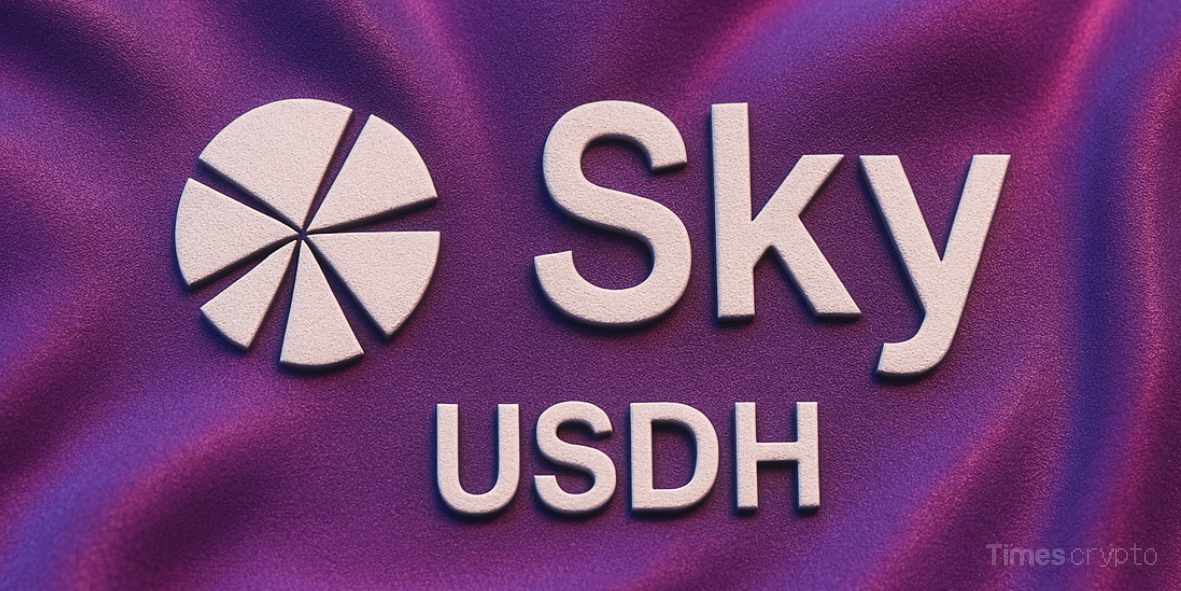 Sky logo with USDH text. DeFi Giant Sky Proposes 4.85% Yield in Bid for Hyperliquid’s USDH Stablecoin Issuance.
