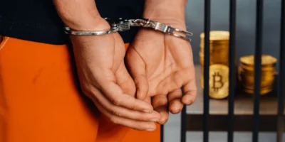 Handcuffed person with Bitcoin coins. Thai Police Dismantle M Crypto Scam Ring Targeting South Koreans