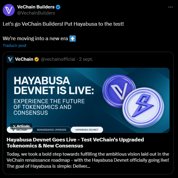 The long-awaited VeChain Hayabusa upgrade is now in the devnet, and it represents a major change to Delegated Proof-of-Stake (DPoS) consensus, along with a redesigned economic model.

