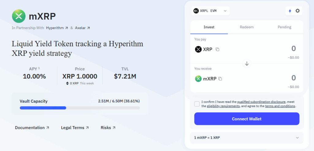 New mXRP liquid staking token: A new liquid staking token, mXRP, is now available, allowing XRP holders to earn yield on their assets while still providing liquidity across the decentralized finance (DeFi) ecosystem for the first time.
