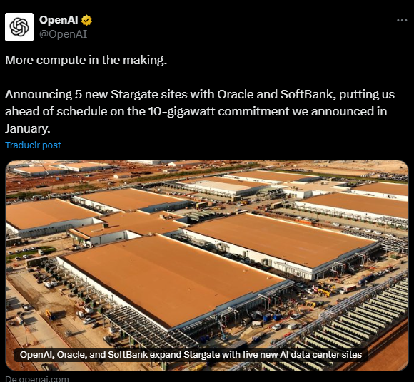 OpenAI, Oracle, and SoftBank Expand Stargate AI Data Centers to Five New Sites Stargate AI Data Centers: The $500 billion Stargate AI infrastructure project is accelerating, with OpenAI, Oracle, and SoftBank announcing five new U.S. data center locations to power the next generation of artificial intelligence.