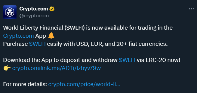 Trump-Linked WLFI to Use All Treasury Fees for Buyback & Burn, Price Down 15% this Week! 3 image 365