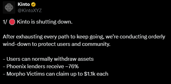Kinto L2 to Wind Down Operations Following Crippling $2.4M Hack Kinto Exchange: A devastating exploit in the $K token-specific proxy contract allowed 577 ETH to be drained, leaving the project unable to keep operations running.