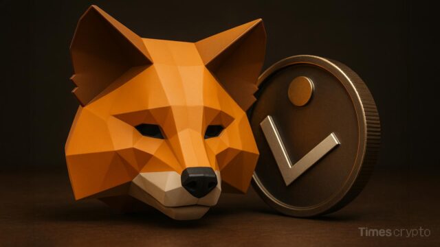 Polygonal Metamask fox head and coin. Metamask and Linea Rewards Program Sparks M Frenzy and Community Debate