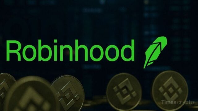 Robinhood logo with Binance BNB coins. Robinhood Lists BNB in Major U.S. Exchange Policy Shift