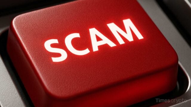 Red button labeled 'SCAM' illuminated. Doug Ford Crypto Scam Swindles Guelph Woman Out of 5K
