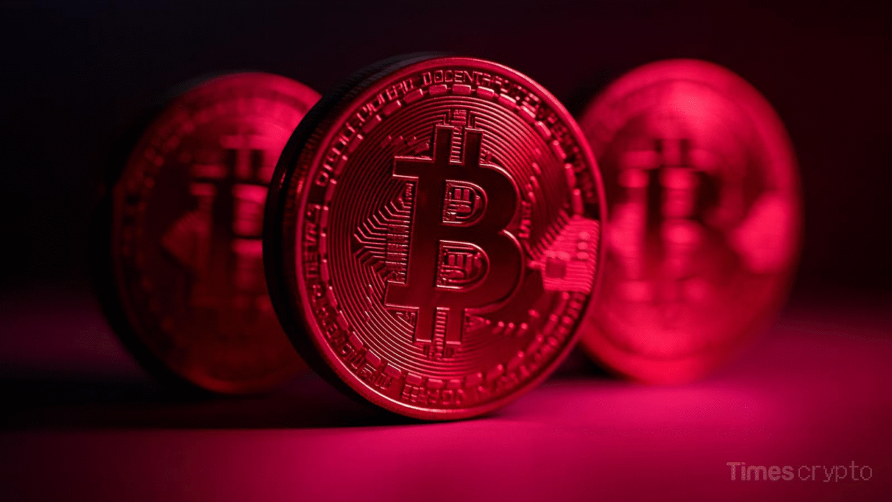 Red Bitcoin coins in focus. Chainalysis Seizable Crypto Report Reveals $75B in Illicit Assets, Mostly Bitcoin