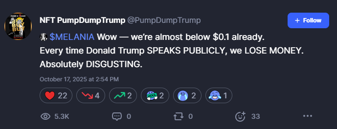 Melania Meme Fraud Allegations Reveal "Pump-and-Dump" Scheme: Investors have filed legal claims alleging the architects of the $MELANIA token orchestrated a sophisticated pump-and-dump, using the former First Lady's name as "window-dressing."