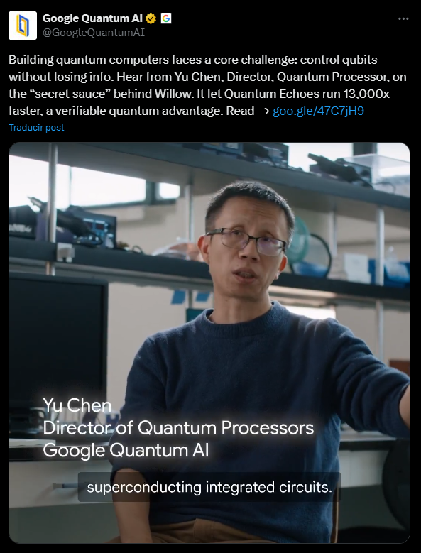 Google Quantum Echoes Breakthrough Verifies Quantum Advantage - Is Bitcoin at Risk? -  The novel algorithm runs 13,000x faster on Google's Willow quantum chip compared to classical supercomputers, embracing an important step toward practical quantum computing while highlighting future crypto security challenges.
