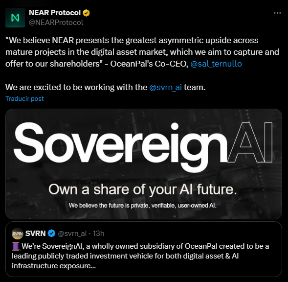 OceanPal Launches SovereignAI with $120M to Build Privacy AI Infrastructure on NEAR OceanPal Launches SovereignAI with $120M to Build Privacy AI Infrastructure on NEAR: The shipping company's drastic shift commits 10% of its NEAR token supply for a series of confidential AI-cloud services, undertaken in support of Kraken and Fabric Ventures.
