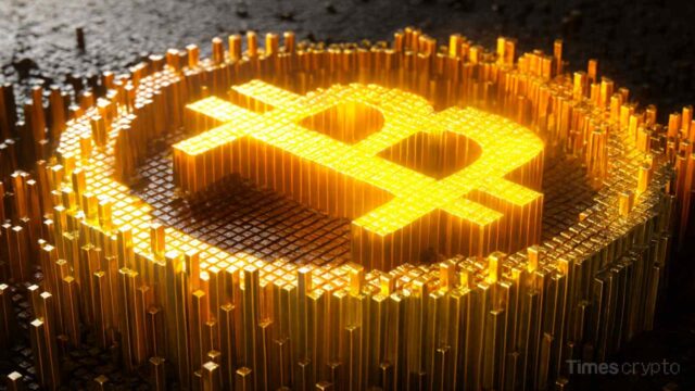Golden Bitcoin symbol with blocks. Blockrise Secures Coveted MiCA License, Pioneering Regulated Bitcoin Finance in the EU