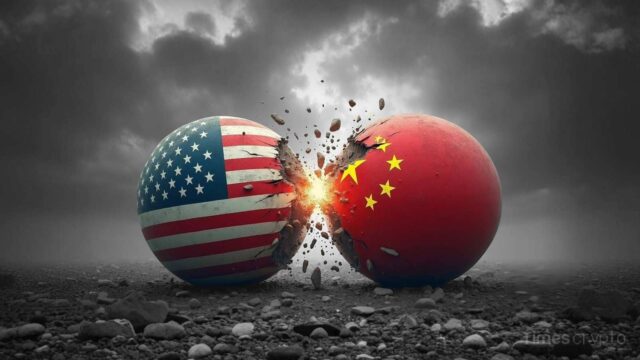 U.S. and China flag balls crashing with each other. China Accuses U.S. of Orchestrating LuBian Mining Pool Hack Worth $13B