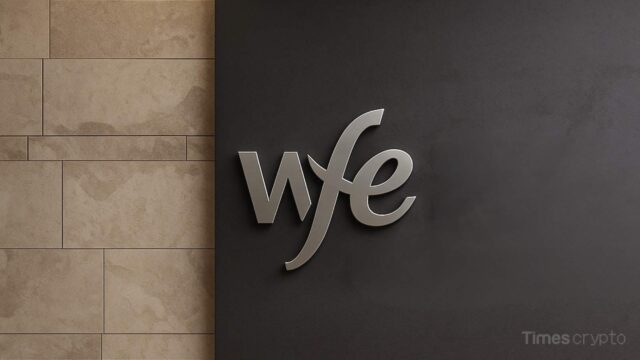 Stylized 'wfe' logo on wall. World Federation of Exchanges Demands Crackdown on Crypto "Mimic" Stocks