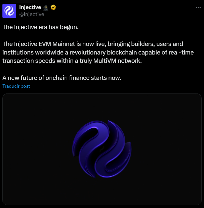 Injective Native EVM Mainnet Launches, Uniting MultiVM Development Injective Native EVM Mainnet Launches, Uniting MultiVM Development: Cosmos-based blockchain integrates natively with Ethereum, enabling seamless development across EVM and WebAssembly environments.