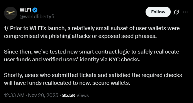 Trump-Linked Crypto Project WLFI Faces Fresh Heat Over Wallet Freezes; Here’s What Happened 2 WLFI