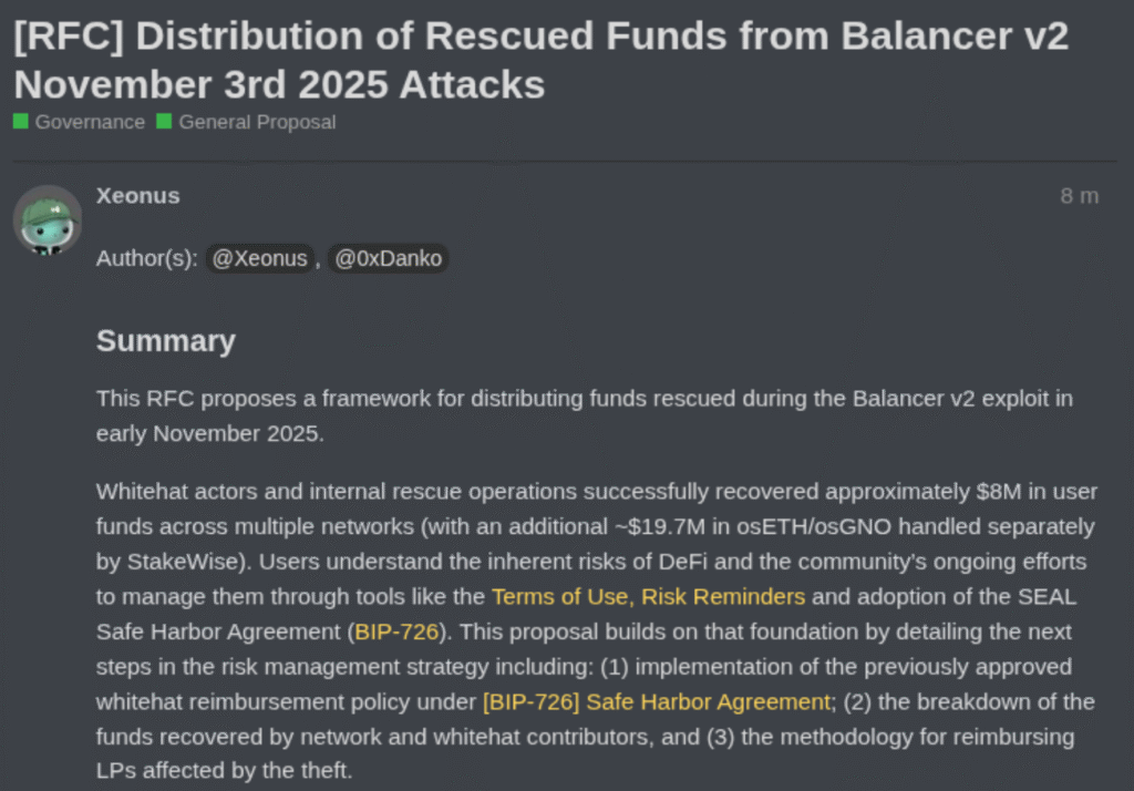 Balancer to Repay Liquidity Providers with $8M in Recovered Exploit Funds Balancer to Repay Liquidity Providers with $8M in Recovered Exploit Funds: The DeFi protocol unveils a reimbursement plan for LPs affected by November's $128M hack, marking a crucial step toward restoring community trust.