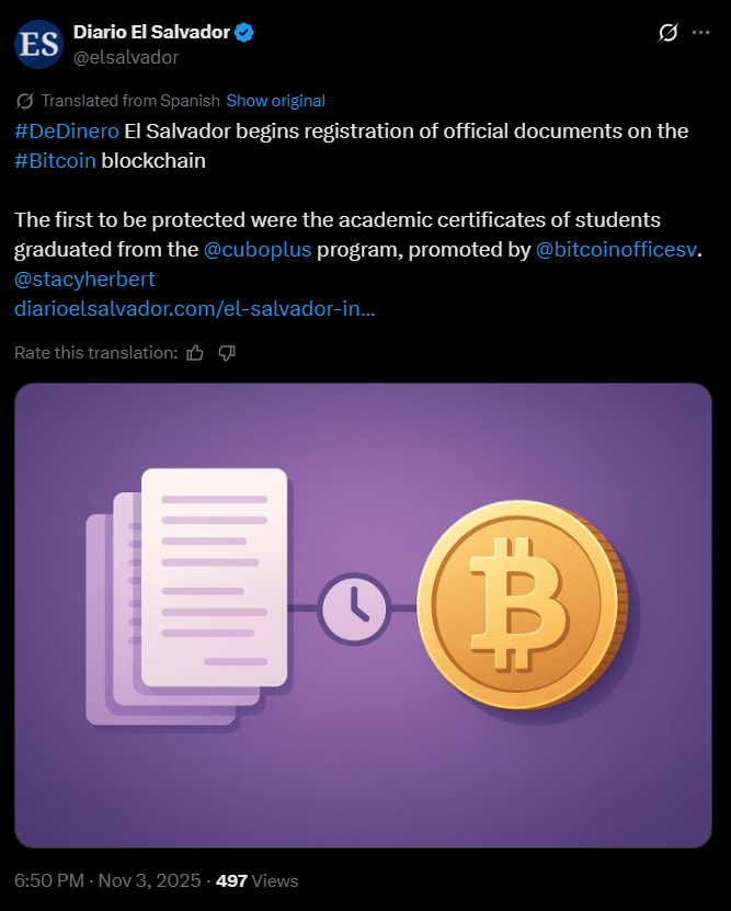 El Salvador Expands Bitcoin Use, Begins Securing Public Records on Bitcoin Blockchain 2 El Salvador