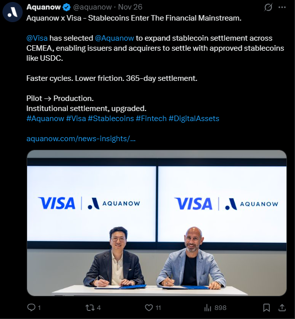 Visa Expands Stablecoin Settlement to Europe, Middle East and Africa with Aquanow Deal 2 Visa