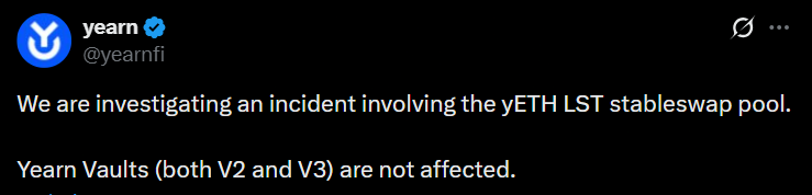 Yearn Finance Exploit Drains $3M via yETH Infinite Mint Attack Yearn Finance Exploit Drains $3M via yETH Infinite Mint Attack: An attacker minted trillions of yETH tokens to drain Balancer pools, moving approximately $3 million in stolen ETH through Tornado Cash.