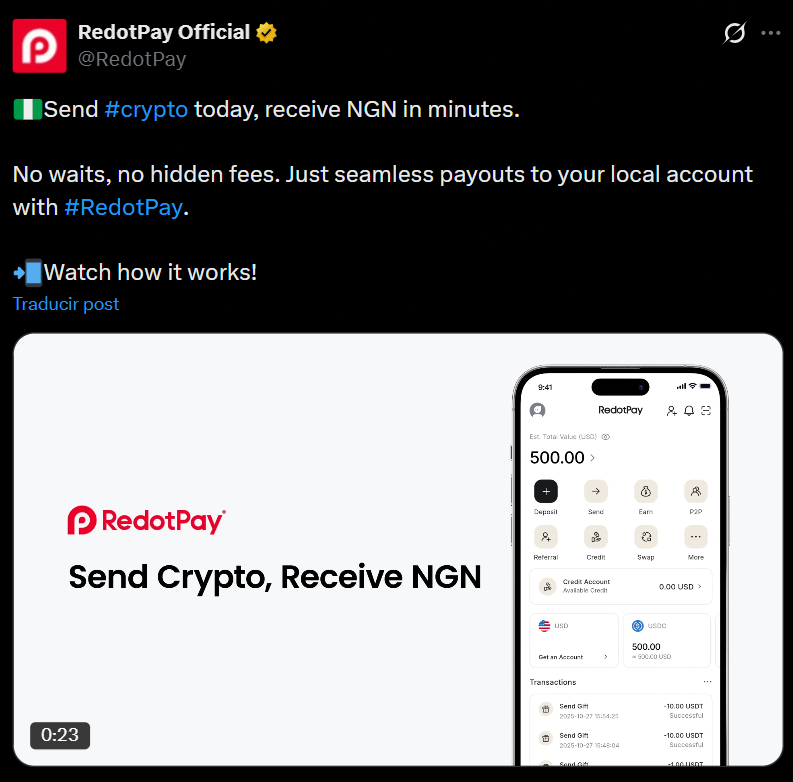 Ripple Payments Powers New Frontier with "Send Crypto, Receive NGN" Service Ripple Payments Powers New Frontier with "Send Crypto, Receive NGN" Service: Fintech firm RedotPay integrates Ripple's cross-border solution to offer near-instant Nigerian naira payouts from crypto, targeting high-cost remittance corridors.