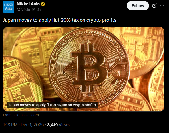 Japan Targets Major Digital-Asset Overhaul, Cutting Crypto Tax to 20% by 2026 2 Japan