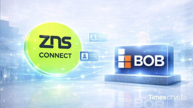 ZNS Connect and BOB logos displayed. ZNS Connect Launches on BOB Blockchain for .bob Domains