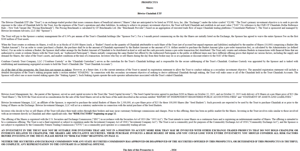 SEC Clears Bitwise Chainlink ETF for NYSE Arca Listing with Coinbase as Custodian 3 Chainlink ETF