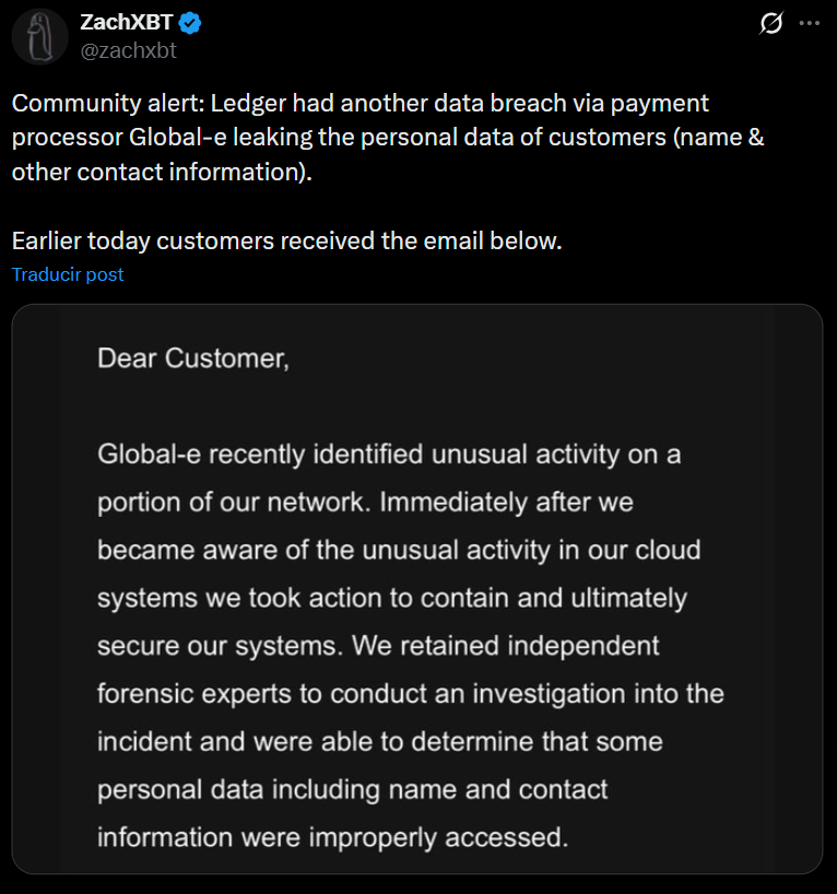 Ledger Data Breach: Payment Processor Hack Exposes Customer Info Ledger Data Breach: Payment Processor Hack Exposes Customer Info: A security incident at third-party provider Global-e compromised Ledger customer names and contact details, raising phishing and extortion risks.