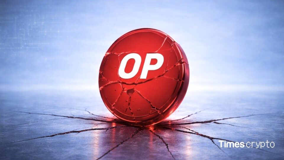 Red cracked sphere with 'OP' text. Optimism Plunges 28% as Base Drifts from OP Stack: What’s Next?
