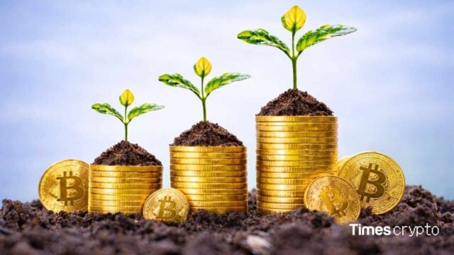 Bitcoin coins with growing plants. Crypto Optimism Surges as Bitcoin Nears $70K, Ethereum Tops $2K: What’s Next?