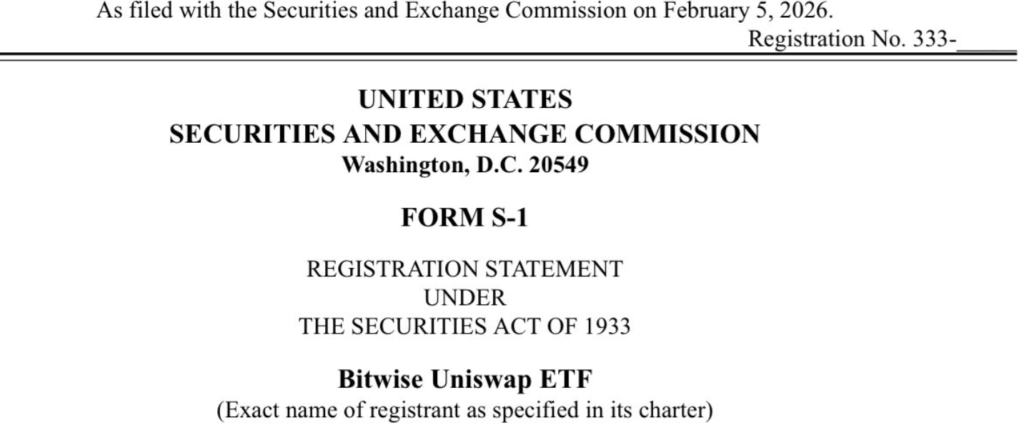 Bitwise Files for First U.S. Spot Uniswap ETF Despite Market Crash: The asset manager seeks SEC approval to launch a regulated investment product holding the UNI token.