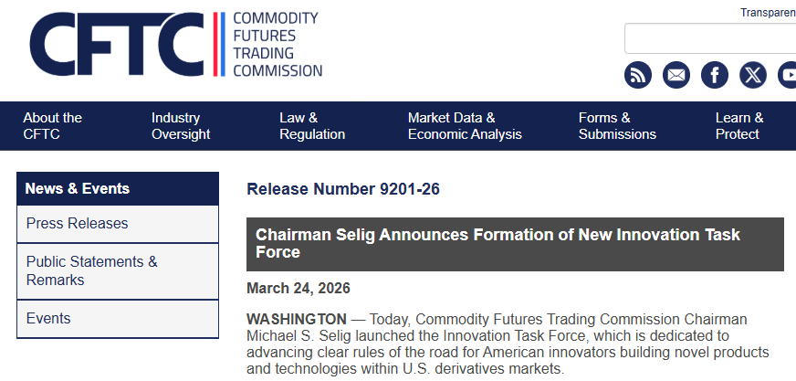 CFTC Launches Innovation Task Force to Shape Rules for Crypto, AI, & Prediction Markets CFTC Launches Innovation Task Force to Shape Rules for Crypto, AI, & Prediction Markets: The new initiative aims to provide "clear rules of the road" for American innovators as digital asset markets converge with traditional derivatives.