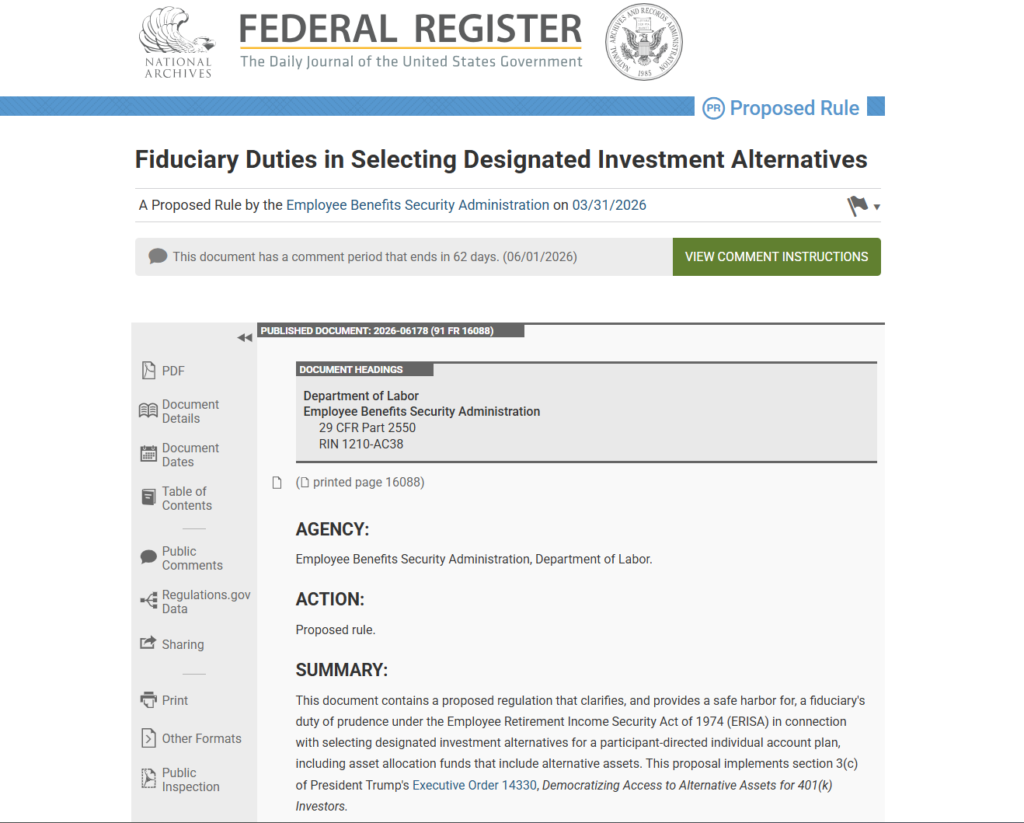 U.S. Proposes Rule to Open 401(k) Retirement Plans to Crypto and Private Equity U.S. Proposes Rule to Open 401(k) Retirement Plans to Crypto and Private Equity: The Department of Labor's safe harbor framework could give 90 million Americans access to alternative assets while protecting fiduciaries.