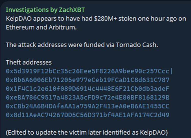KelpDAO Exploit Triggers $290 Million DeFi Wipeout, AAVE Loses $6 Billion in TVL KelpDAO Exploit Triggers $290 Million DeFi Wipeout, AAVE Loses $6 Billion in TVL: A sophisticated attack on rsETH's single-DVN setup cascaded into a market-wide panic, erasing billions across lending protocols.