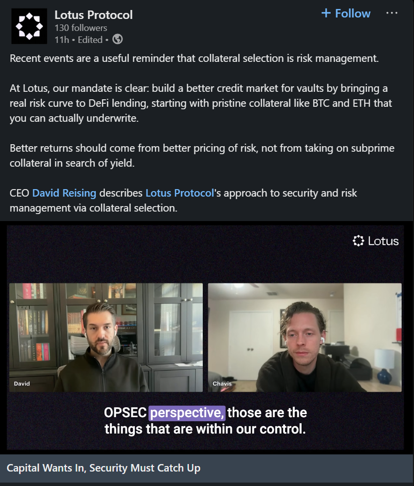 Lotus Integrates WisdomTree’s WTGXX into DeFi Reserve Framework Supporting LotusUSD Lotus Integrates WisdomTree’s WTGXX into DeFi Reserve Framework Supporting LotusUSD: LotusUSD becomes one of the first DeFi lending assets to earn a yield floor from tokenized Treasuries, independent of borrowing demand.
